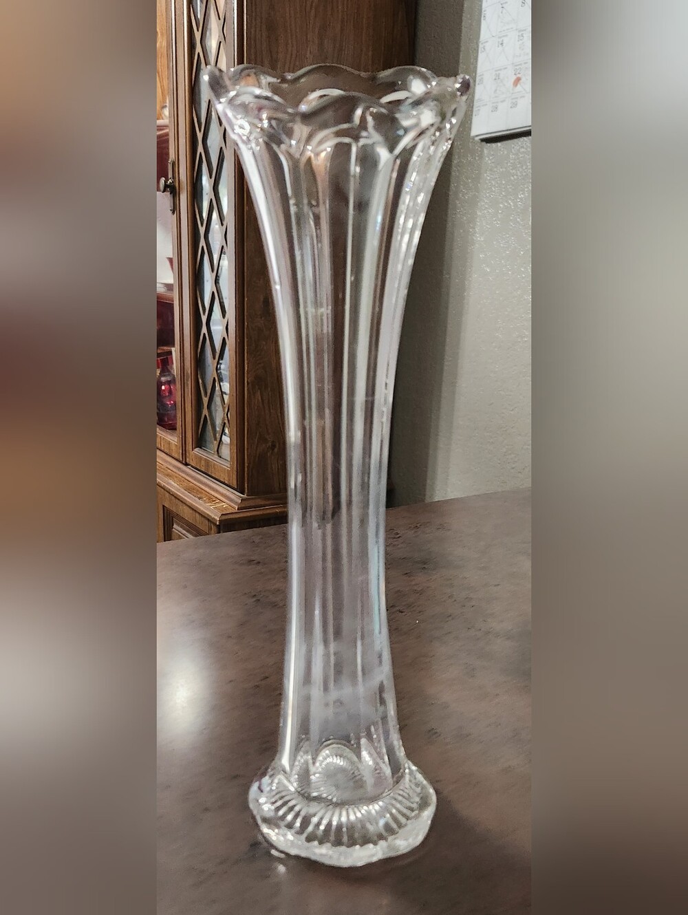 Antique 13" Tall Clear Swung Vase Mid-century Modern